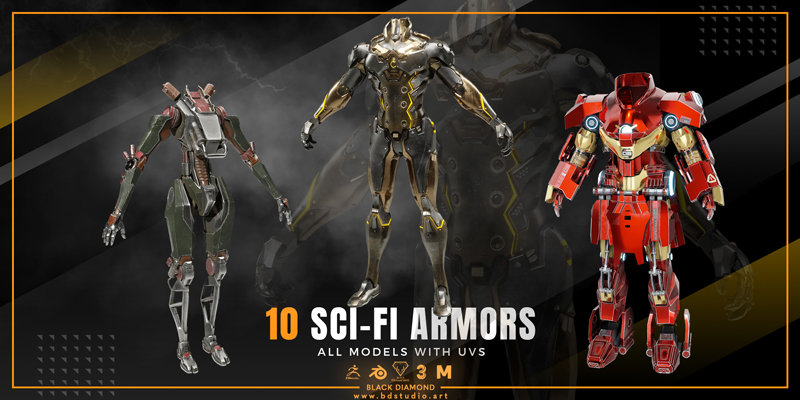 10组科幻机甲3D模型 Black Diamond